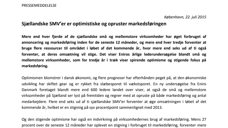 Sjællandske SMV’er er optimistiske og opruster markedsføringen