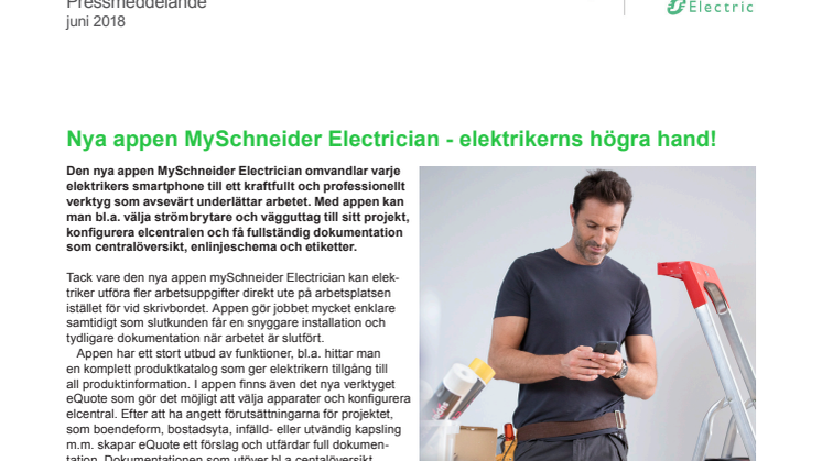 Nya appen MySchneider Electrician - elektrikerns högra hand!
