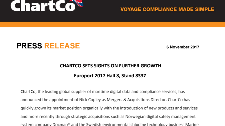 ChartCo - ChartCo Sets Sights On Further Growth