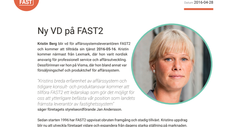 Ny VD på FAST2