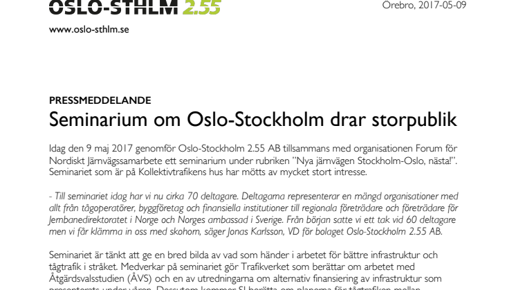 Seminarium om Oslo-Stockholm drar storpublik