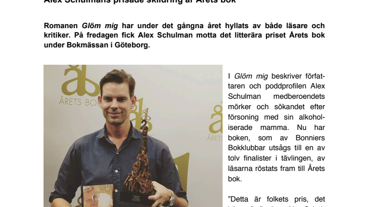Alex Schulmans prisade skildring är Årets bok