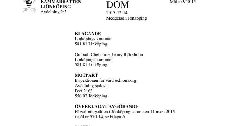 Domen från Kammarrätten i Jönköping