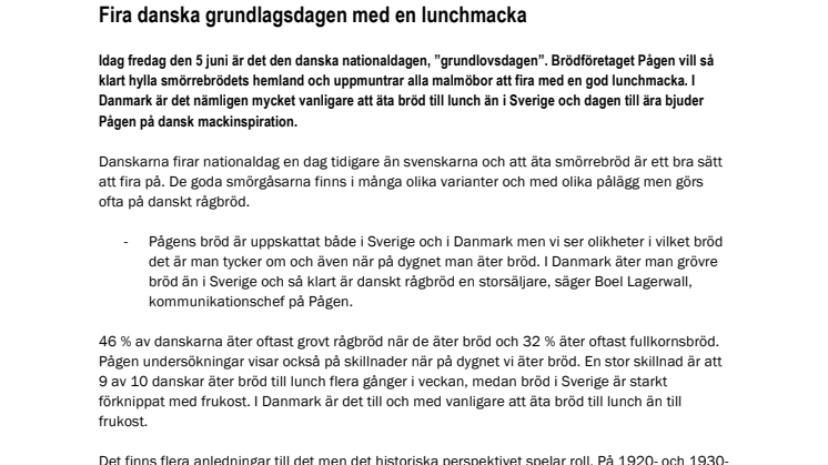Fira danska grundlagsdagen med en lunchmacka