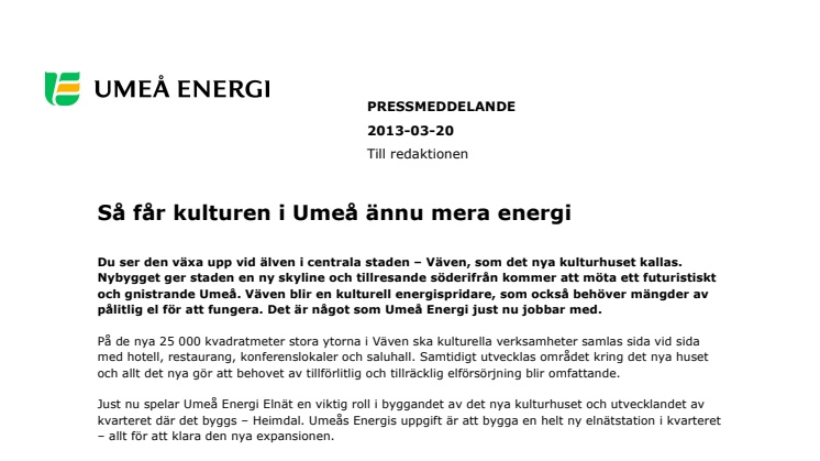 Så får kulturen i Umeå ännu mera energi