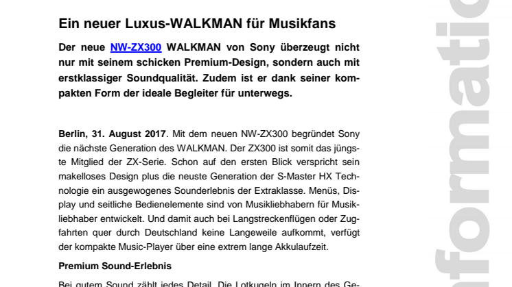 Ein neuer Luxus-WALKMAN für Musikfans