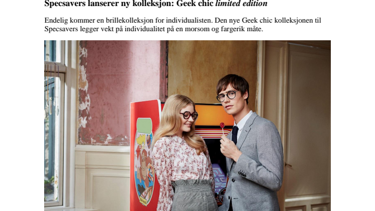 Specsavers lanserer ny kolleksjon: Geek chic limited edition