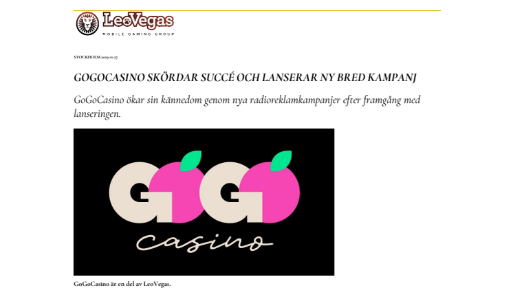 GoGoCasino skördar succé och lanserar ny bred kampanj