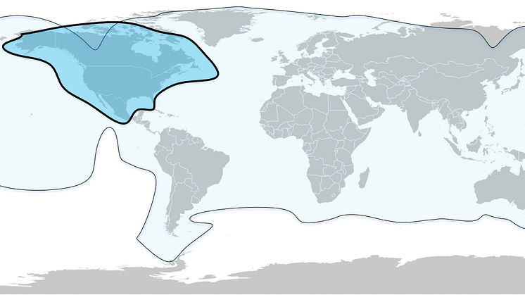 New satellite added captured in dark blue while the light blue shows the entire Marlink Maritime VSAT network