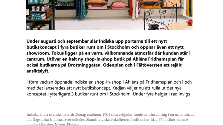 Indiska gör butikssatsning i Stockholm