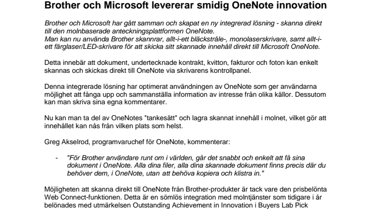 Brother och Microsoft levererar smidig OneNote innovation 