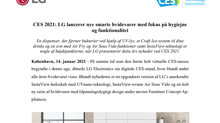 CES 2021: LG lancerer nye smarte hvidevarer med fokus på hygiejne og funktionalitet