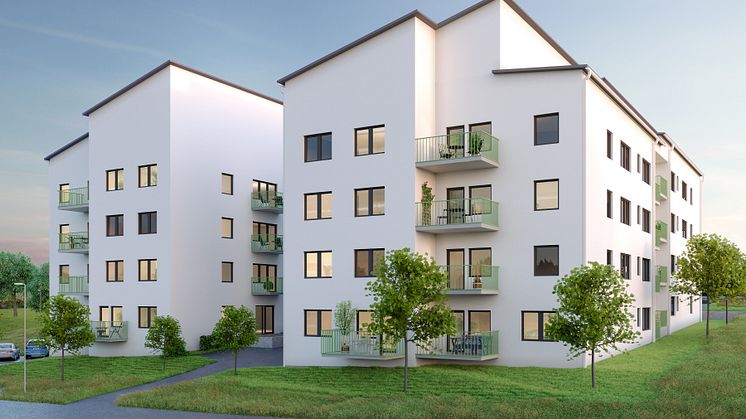 Lindbäcks bygger 64 lägenheter åt Roslagsbostäder i Älmsta.  Arkitekthuset Monarken. 