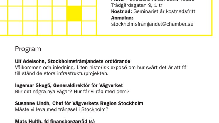 Pressinbjudan från Stockholmsfrämjandet: Seminarium 6 september om Stockholmstrafiken