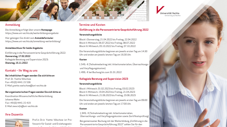 Flyer | Einführung  in  die  Personzentrierte Gesprächsfühung 2022 / Kollegiale Beratung und Supervision 2023