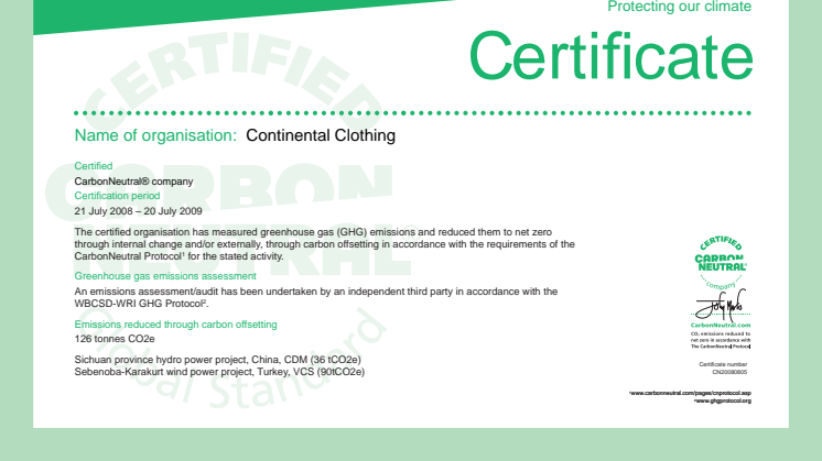 Earth Positive - Carbon Neutral certificate
