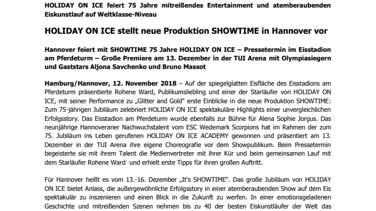 HOLIDAY ON ICE stellt neue Produktion SHOWTIME in Hannover vor