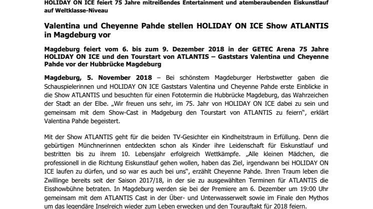 Valentina und Cheyenne Pahde stellen HOLIDAY ON ICE Show ATLANTIS in Magdeburg vor