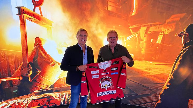 Peter Areskog, VD och ägare av Areco Steel, och Patrik Sylvegård, sportchef för Malmö Redhawks.