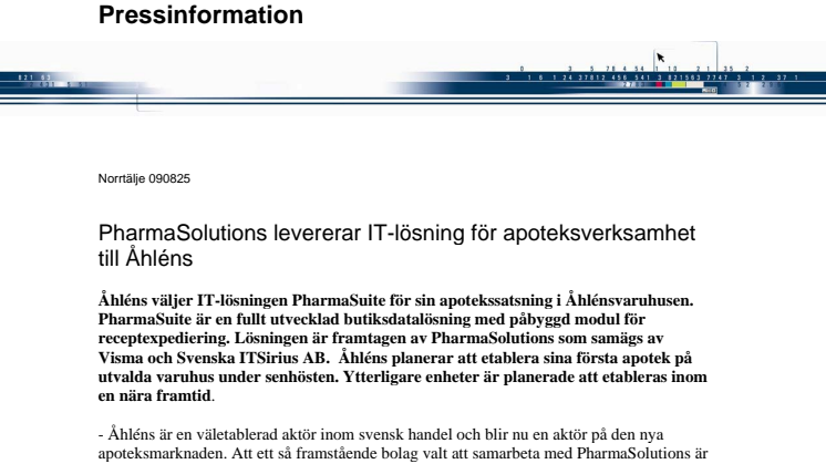 PharmaSolutions levererar IT-lösning för apoteksverksamhet till Åhléns