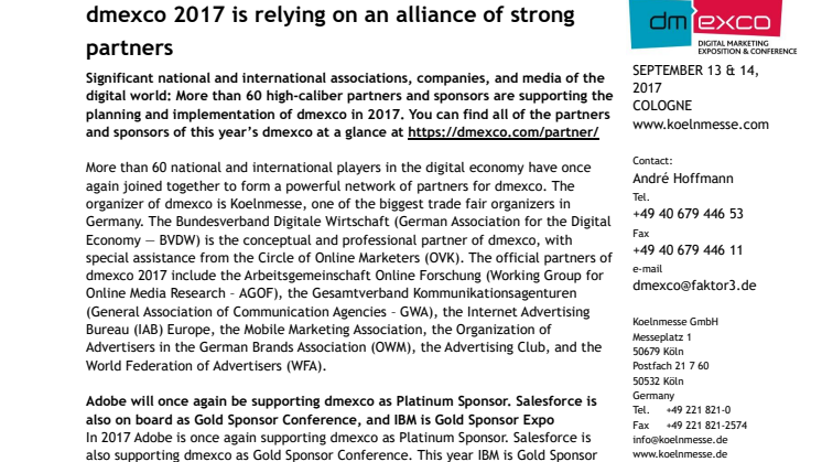 dmexco 2017 is relying on an alliance of strong partners