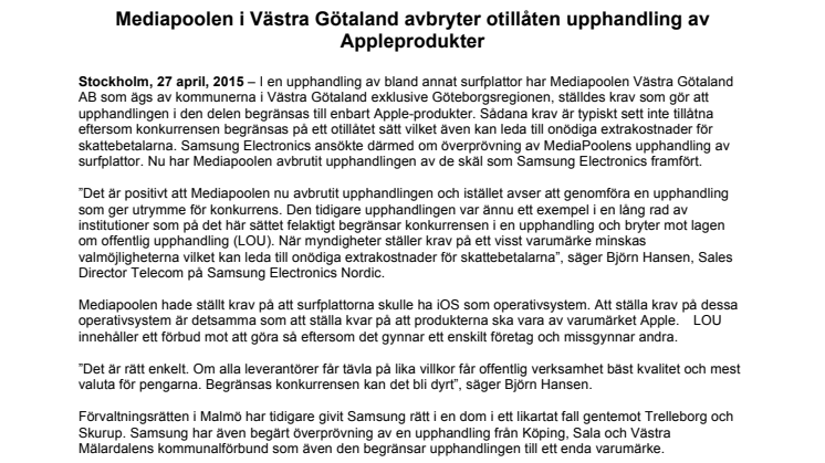  Mediapoolen i Västra Götaland avbryter otillåten upphandling av Appleprodukter