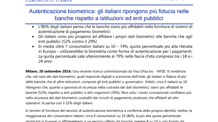 Autenticazione biometrica: gli italiani ripongono più fiducia nelle banche rispetto a istituzioni ed enti pubblici