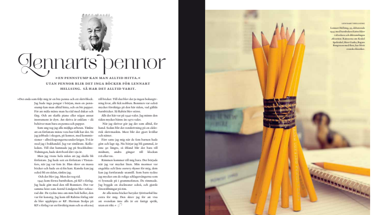 Lennart Hellsing skriver om sitt förhållande till pennor, 2012