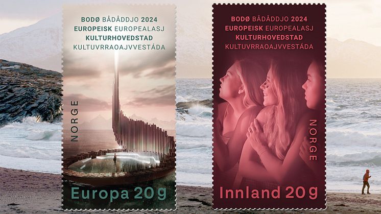 EN FOLKEFEST: Bodø er i 2024 europeisk kulturhovedstad og Posten hedrer byen med egne frimerker.