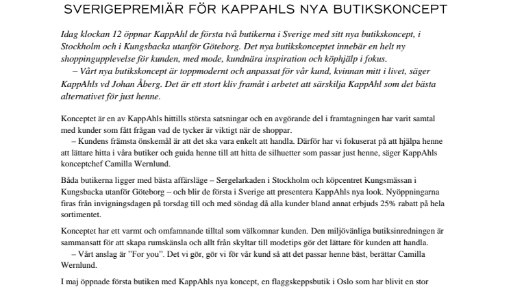Sverigepremiär för KappAhls nya butikskoncept