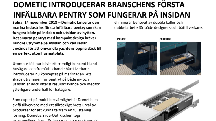 Dometic Introducerar Branschens Första Infällbara Pentry Som Fungerar På Insidan Och Utsidan