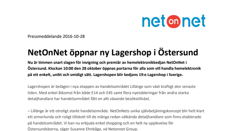NetOnNet öppnar ny Lagershop i Östersund 