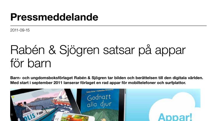 Rabén & Sjögren satsar på appar för barn 