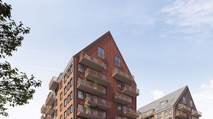 Kvarteret Skogsvaktaren  i Mölnlycke Fabriker består av 128 lägenheter på 1 till 4 rum och kök. Här välkomnas nya hyresgäster till fastigheter med solhybrider på taket våren 2023.