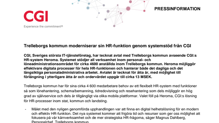 Trellborgs kommun moderniserar sin HR-funktion genom systemstöd från CGI