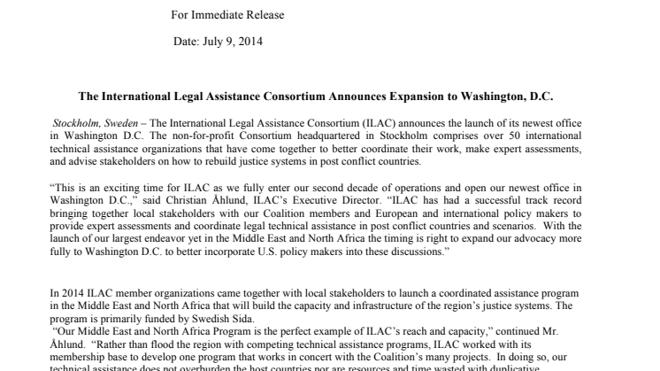 ILAC announces expansion to Washington, D.C.