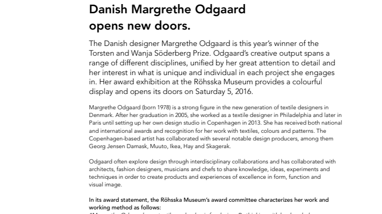 Danish Margrethe Odgaard opens new doors