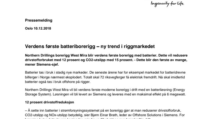 Verdens første batteriborerigg – ny trend i riggmarkedet