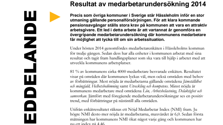 Resultatet av Hässleholms kommuns medarbetarenkät