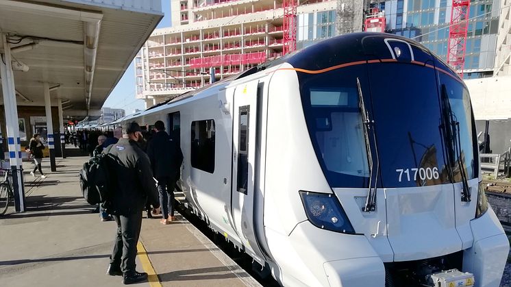 New Moorgate train arriving at Finsbury Park station - launch day 25 March 2019