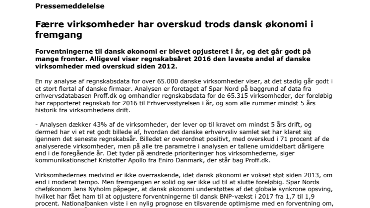 Færre virksomheder har overskud trods dansk økonomi i fremgang
