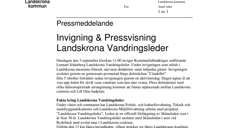 Invigning av Landskrona Vandringsleder