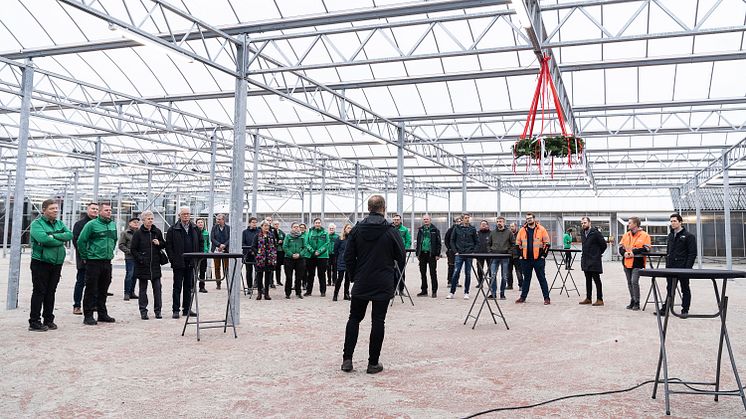 Torsdag den 3. februar holdt Plantorama i Randers rejsegilde i forbindelse med tilføjelsen af en ny overdækket planteskole på 2200 kvadratmeter. Foto: PR.