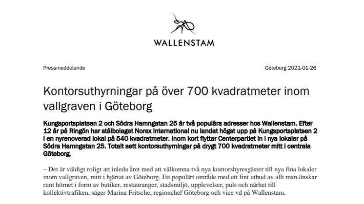 Kontorsuthyrningar på över 700 kvadratmeter inom vallgraven i Göteborg