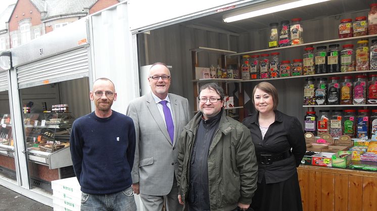 Market traders open for business on Radcliffe Piazza