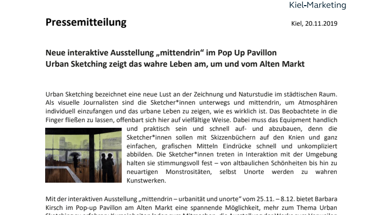Urban Sketching im Pop Up Pavillon - das gezeichnete wahre Leben am Alten Markt in Kiel