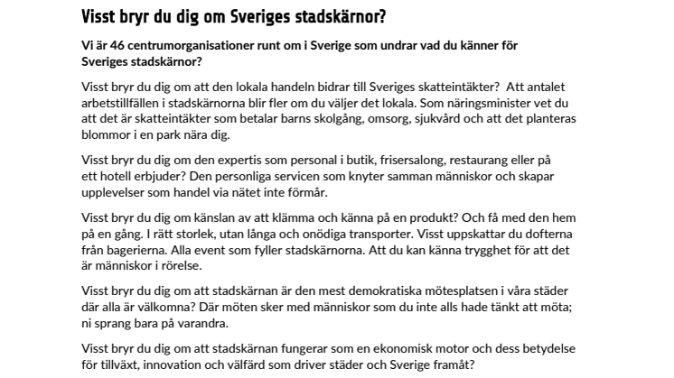 Öppet brev till Sveriges Näringsminister