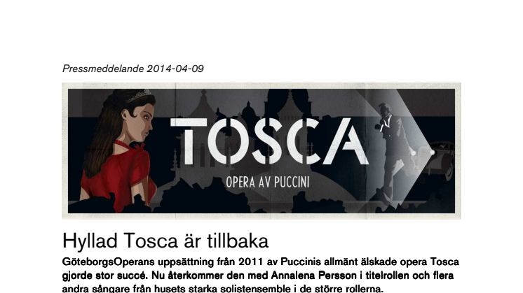 Hyllad Tosca är tillbaka 