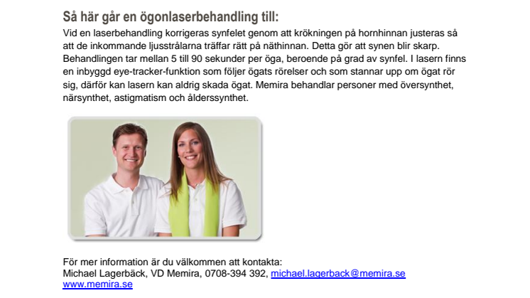 Skövde blir ögonlaserkedjan Memiras 26:e klinik i Sverige
