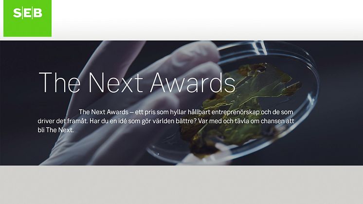 SEB har lanserat ett nytt entreprenörspris, The Next Awards - ansök nu!
